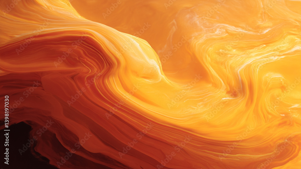 Aufkleber abstract orange and yellow fluid art with swirling motion creating a dynamic and textured appearance