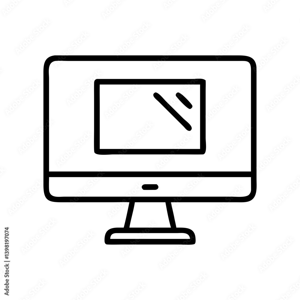 Poster modern desktop computer screen display vector icon technology and electronics