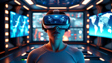 Immersive virtual reality experience in a futuristic world