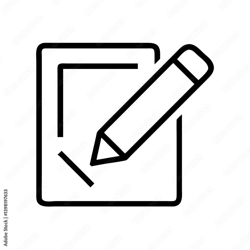 Poster edit document icon vector illustration modify file pencil writing line art tool