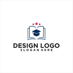 Open Book with Graduation Cap Logo Design