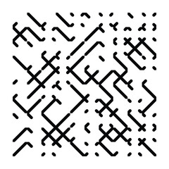 Intricate Abstract Pattern of Interconnected Black Lines and Dots