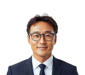 Business professional portrait office headshot bright confident expression. Isolated on transparent background, png.