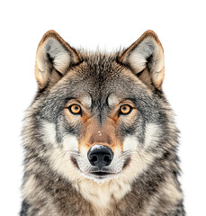Fototapeta premium Wolf portrait in snowy landscape wildlife isolated on transparent background, png