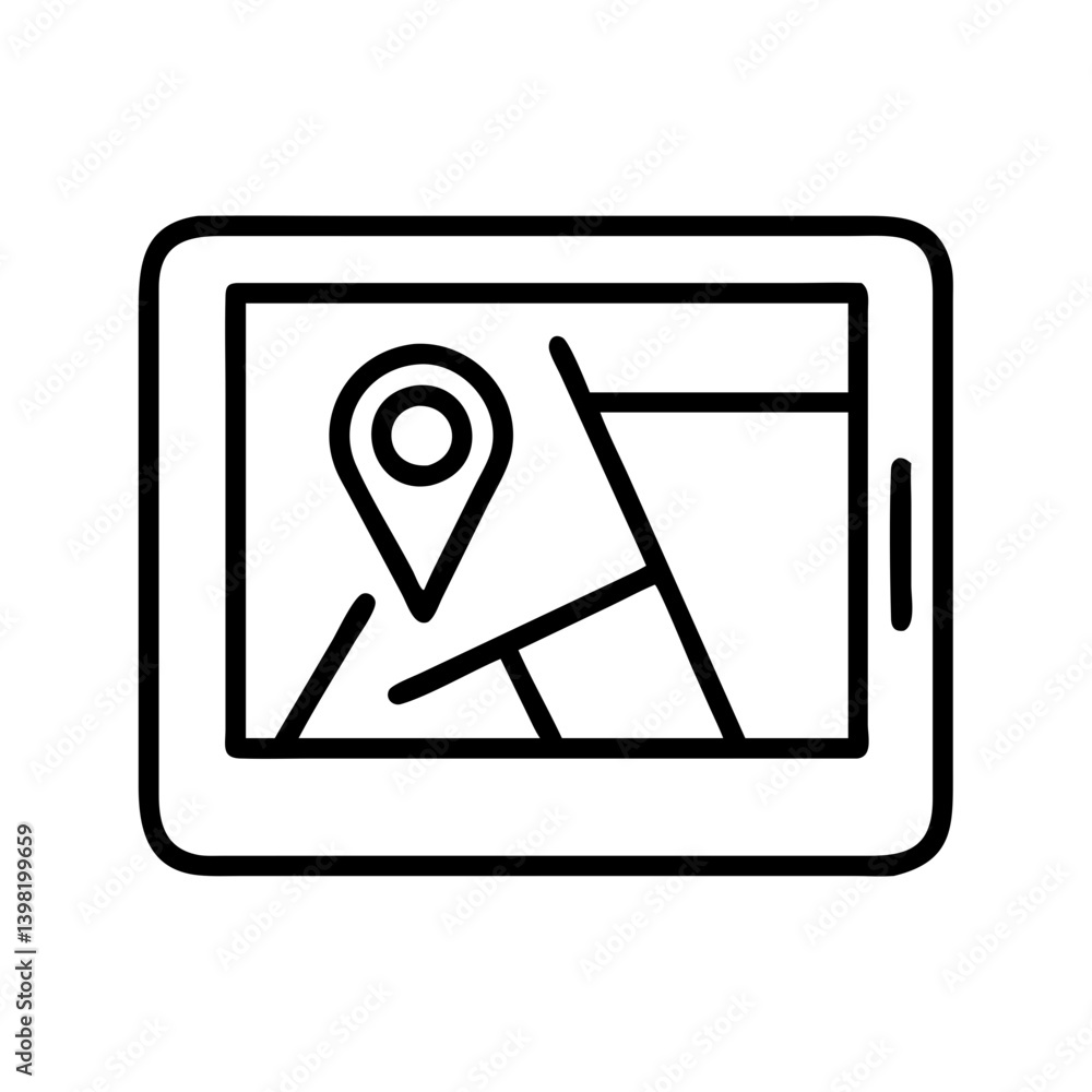 Poster navigation device gps map location route direction travel destination icon vector