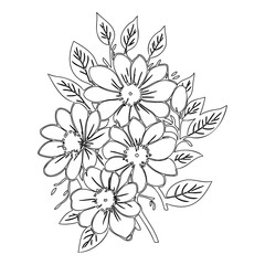 Delicate Floral Arrangement: Minimalist Line Art for Coloring and Design Projects