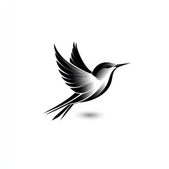 Elegant hummingbird in flight, white background, logo design