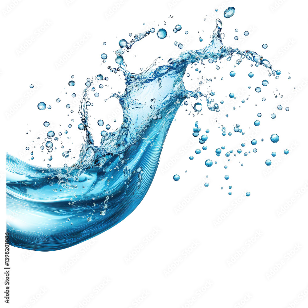 Poster water splashing on black background creating a beautiful contrast that highlights the fluid motion o