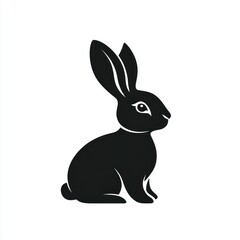 Fototapeta premium Black rabbit isolated on a white background, for use in graphic design or print materials