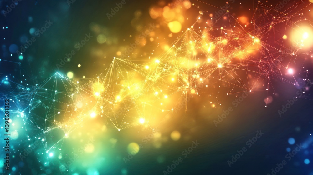 Poster abstract network connection: a symphony of color and light