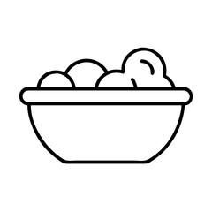 Bowl of fruit vector illustration, healthy food concept, line art style design icon
