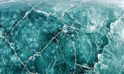 Frozen teal lake ice texture - Powered by Adobe