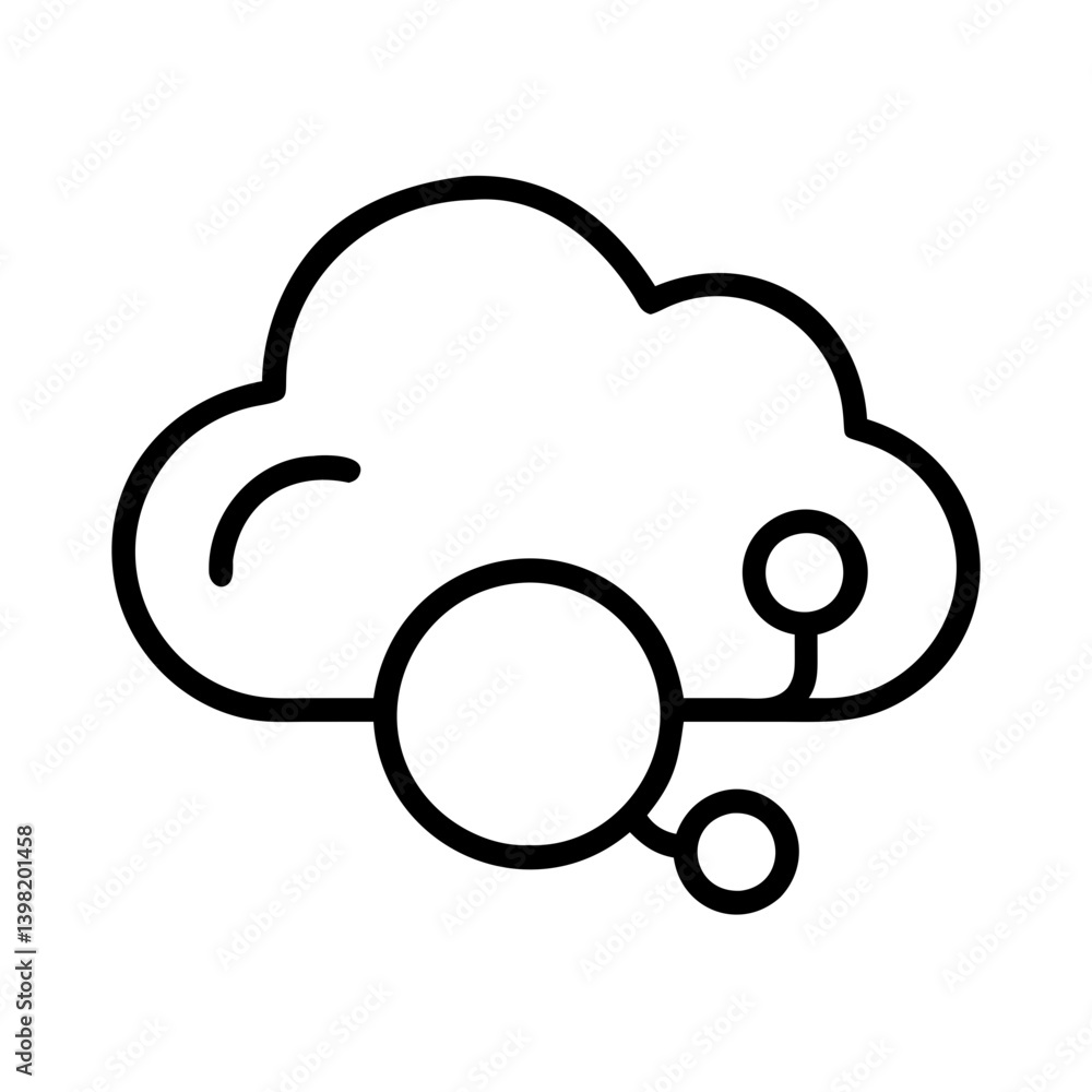 Poster cloud computing network diagram vector illustration for technology and data use