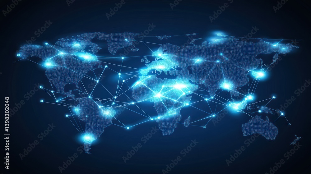 Poster global network connectivity: a visual representation of worldwide digital interconnection