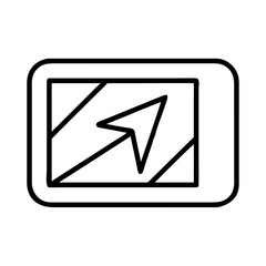 Navigation system gps device with arrow showing direction for travel and maps