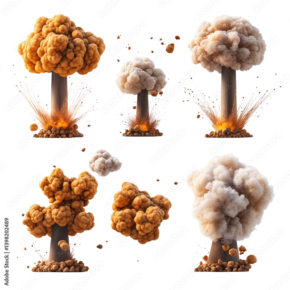 Aufkleber a breathtaking display of multiple explosions creating a chaotic scene of bright colors and dynamic 