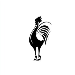 Fashionable rooster illustration on white background