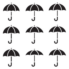 Umbrella simple icon set. Umbrella. Vector Black silhouettes illustration. with white background
