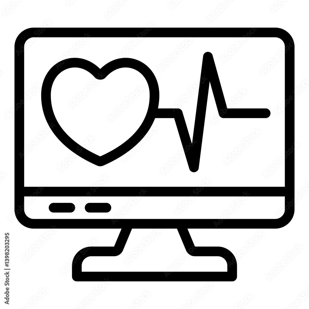 Poster monitor screen with cardiogram and heart line icon, human rescue concept. vector graphics. display a