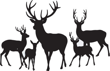 set of deer icon silhouette design vector art illustration
