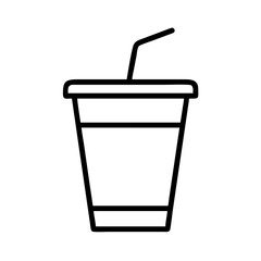 Obraz premium Soda drink cup with straw vector icon illustration beverage takeout refreshment