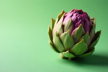 Fototapeta premium Fresh green and purple artichoke bud Vibrant, healthy plant-based food illustration , illustration, healthy food