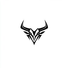 Obraz premium Abstract bull head logo design, white background, graphic element, branding.