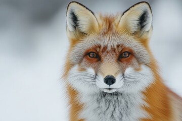 Naklejka premium Majestic Red Fox Portrait in Winter Wonderland Wild Animal Closeup