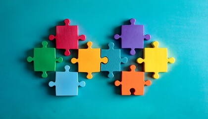 Fototapeta premium Colorful puzzle pieces fit perfectly