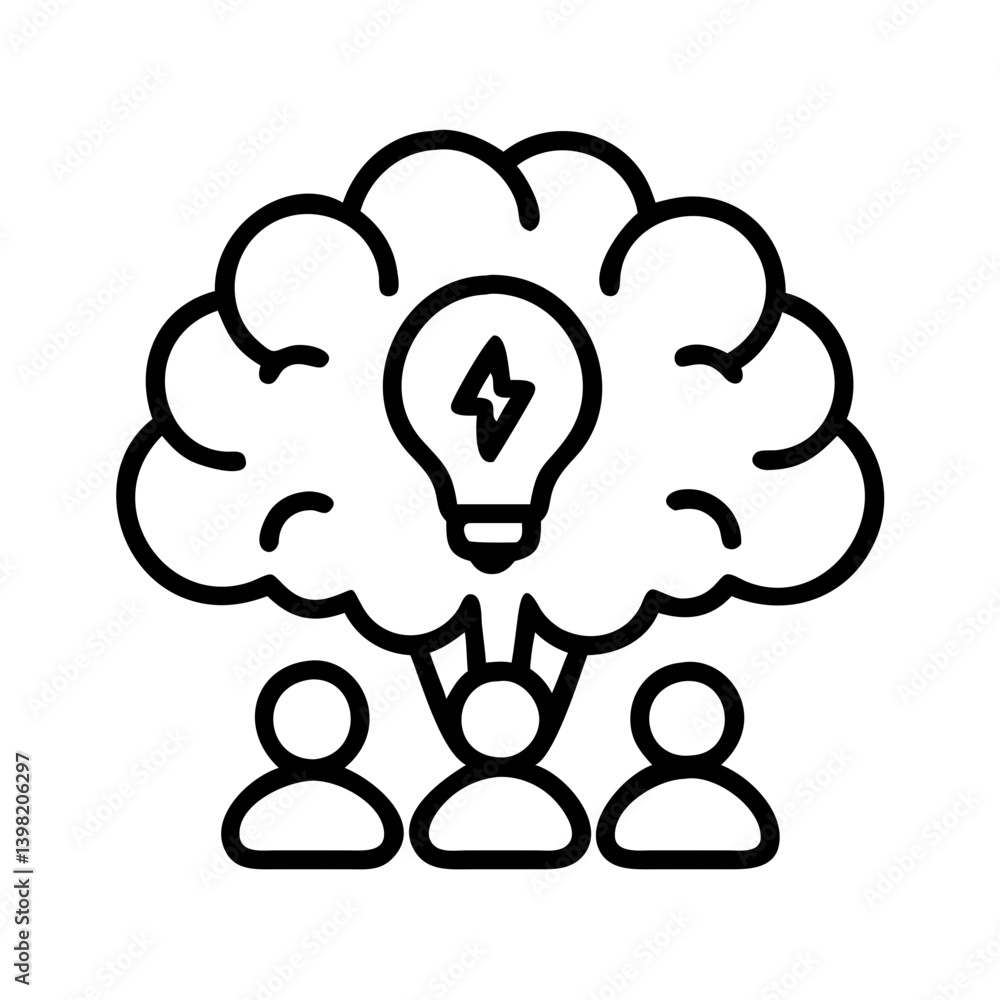 Poster brainstorming session teamwork idea generation collaborative thinking solution icon