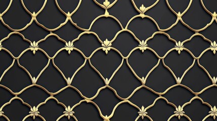 Fototapeta premium Elegant Gold Floral Pattern on Dark Background for Design Elements