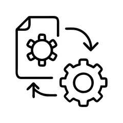 Automation process workflow configuration settings gear document icon vector graphic