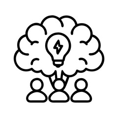 Brainstorming session teamwork idea generation collaborative thinking solution icon