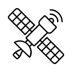 Satellite vector icon illustration of space technology and communication system