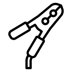 Charging clip battery connector line icon, car service concept. Vector graphics. Electric accumulator clamp, charging sign on white background, style mobile or design.