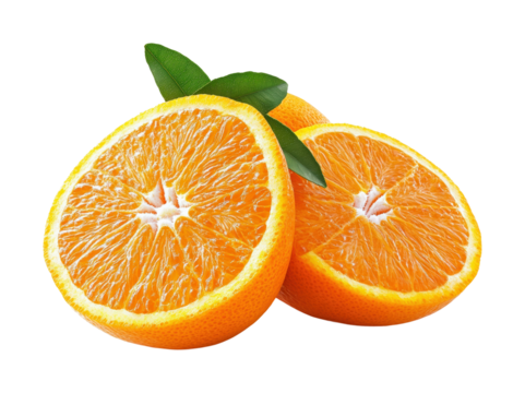 Fresh orange slices kitchen food bright isolated on transparent background, png