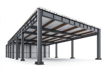 Fototapeta premium Steel Structure Building Frame Industrial Steel Construction Modern Warehouse Steel Beams