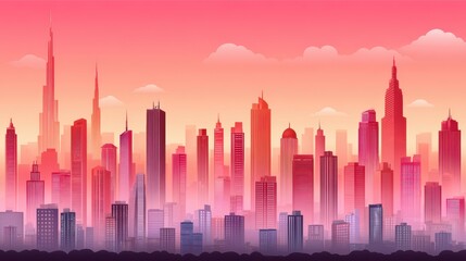 Obraz premium Majestic urban cityscape, skyscrapers reaching for the clouds in a modern metropolis