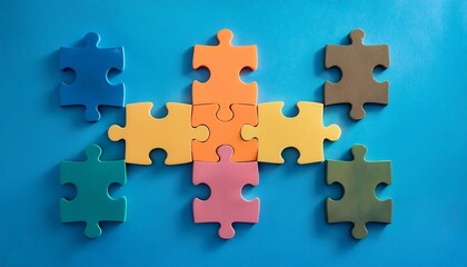 Fototapeta premium Colorful puzzle pieces fit perfectly