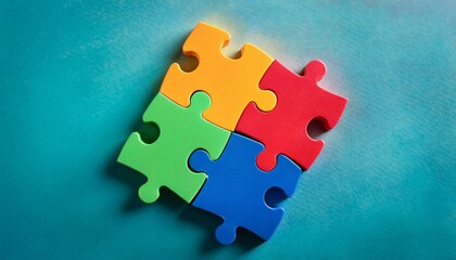 Colorful puzzle pieces fit perfectly