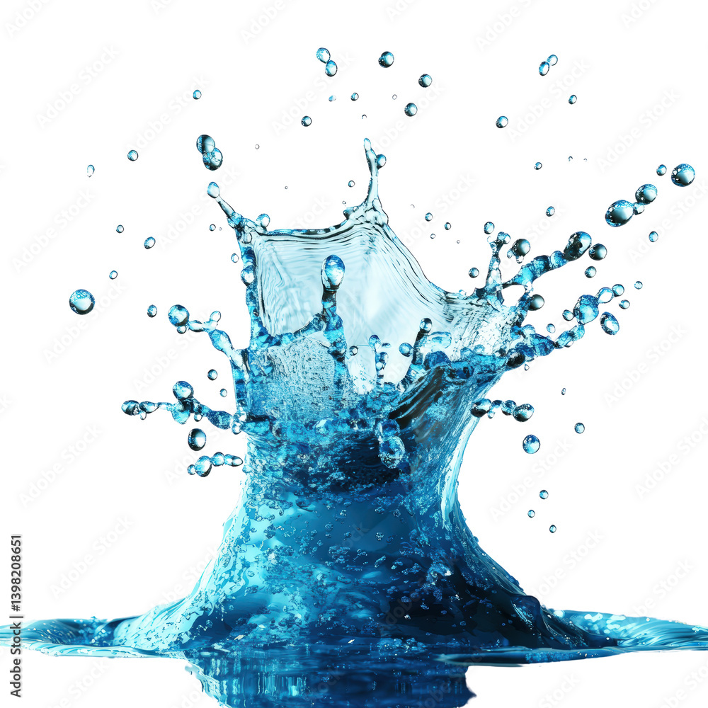 Aufkleber water splashes dramatically against a black background creating beautiful ripples and drops in a cap