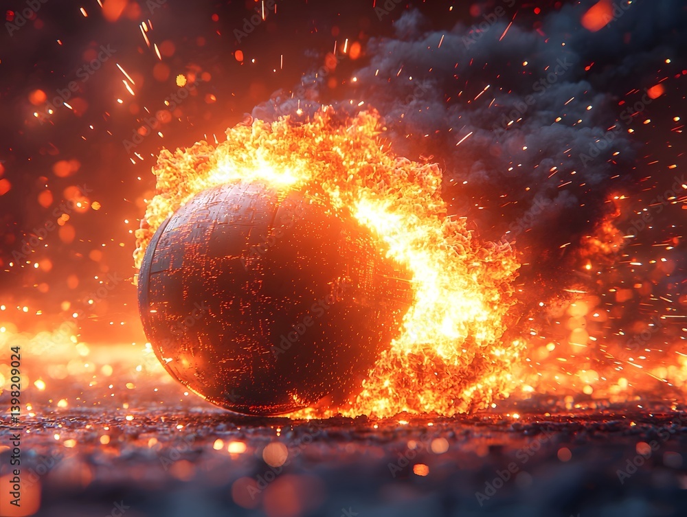 Poster fiery explosion with dynamic motion and intense heat