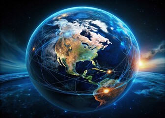 Global Internet Connectivity: Satellite Network & Earth Aerial View