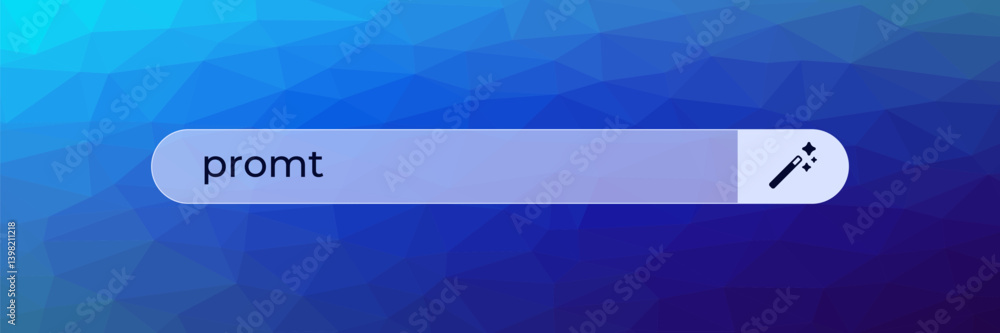 Poster ai search bar featuring typo and magic wand icon symbolizing artificial intelligence tools innovatio