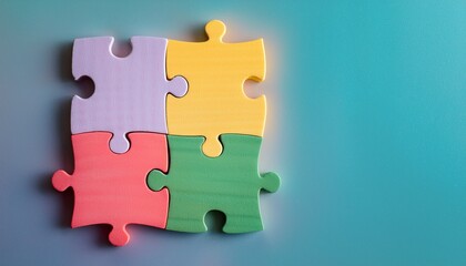 Colorful puzzle pieces fit perfectly
