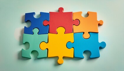 Fototapeta premium Colorful puzzle pieces fit perfectly
