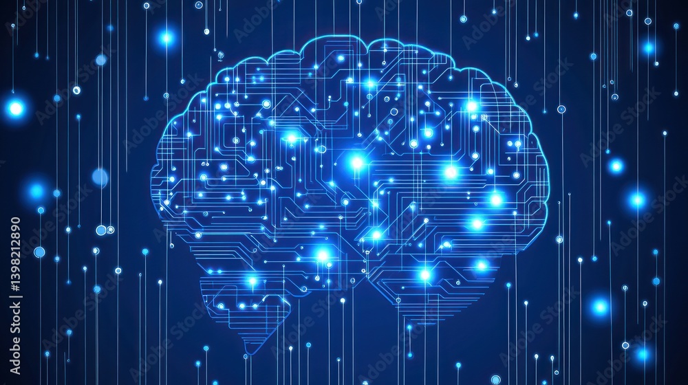Poster futuristic brain circuit board background representing artificial intelligence