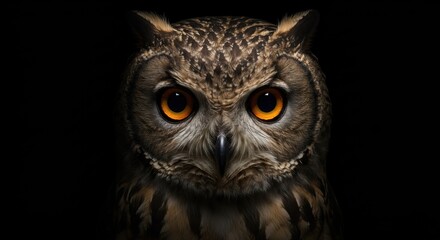 Obraz premium Ultra-Detailed Portrait of an Owl with Amber Eyes