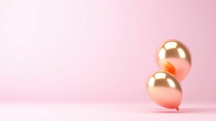 Rose gold balloons on soft pink background