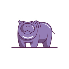 Purple Cartoon Hippopotamus Pixel Art Illustration